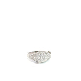 14k White Gold 1ct G VS2 Round  Pave Diamond with Round Emerald Parther's Eyes Ring